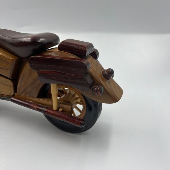 Vintage Handmade Exotic Hard Wood Decorative Motorcycle Bike Harley 14" - Picture 14 of 15